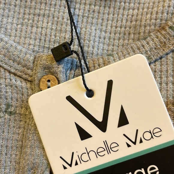 Michelle Mae Harper Henley Top- Grey W/ Yellow Floral - Picture 6 of 6